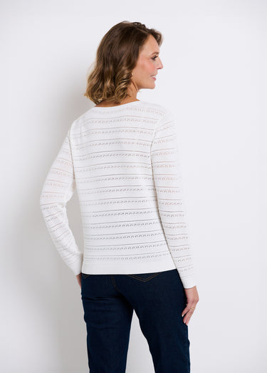 Pull doux col rond manches longues Blanc