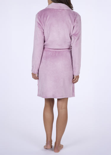 Peignoir chaud polaire velours col châle Rose
