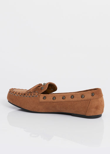 Mocassins dessus suédine clous fantaisie Camel