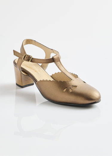 Sandales salomé cuir talon haut largeur confort Bronze