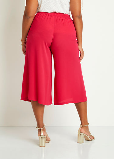 Jupe-culotte longue taille semi-élastiquée Uni Fushia