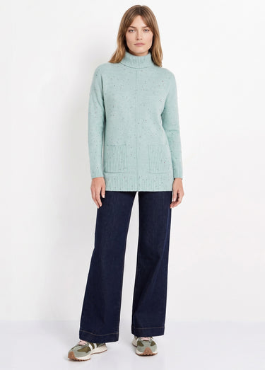 Pull-tunique chaud moucheté col roulé Vert