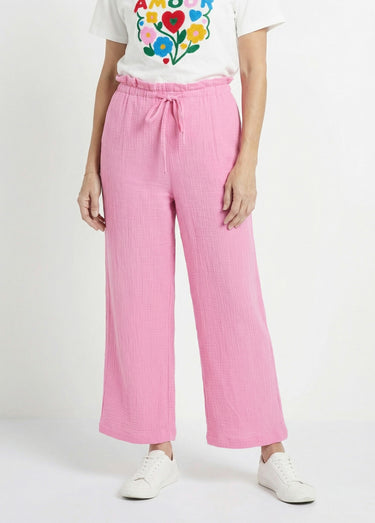 Pantalon large tendance, gaze de coton Rose