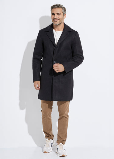 Manteau homme col tailleur en lainage Noir