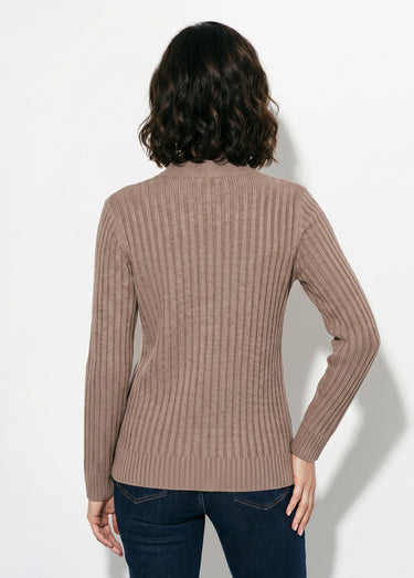 Pull chaud style irlandais col montant Taupe