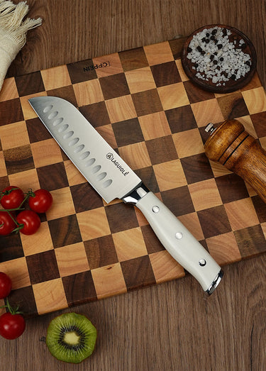 Couteau Santoku avec lame forgée, Elégance Blanc