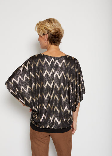 T-shirt manches courtes chauve-souris Noir/Dore