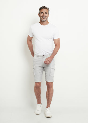 Bermuda extensible à poches côtés à rabat Gris Clair