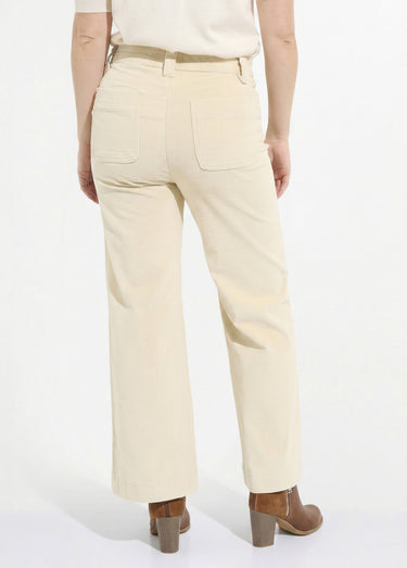 Pantalon large en velours avec poches Ecru