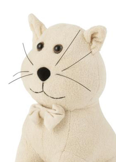 Cale-porte chat déco en tissu Ecru