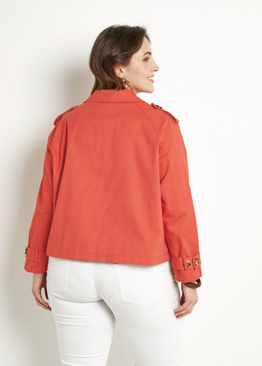 Trench court double boutonnage coton doublé Terracotta