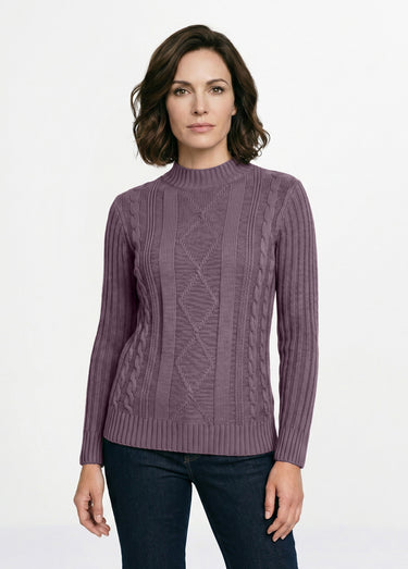 Pull chaud style irlandais col montant Violine