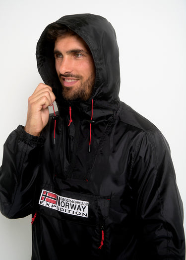 Coupe vent homme demi zip à capuche Noir
