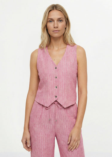 Gilet de costume rayé aspect irrégulier Framboise