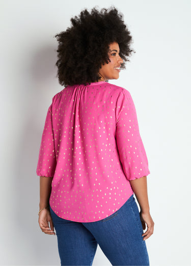 Tunique ample mi-longue manches 3/4 Rose
