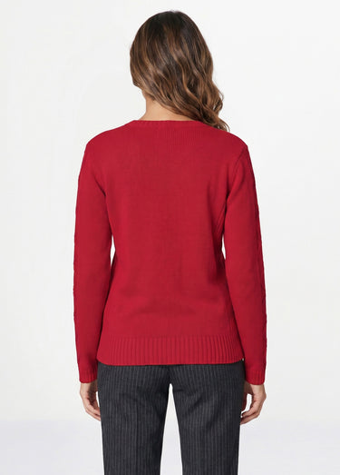 Gilet zippé uni mi-long maille épaisse Framboise