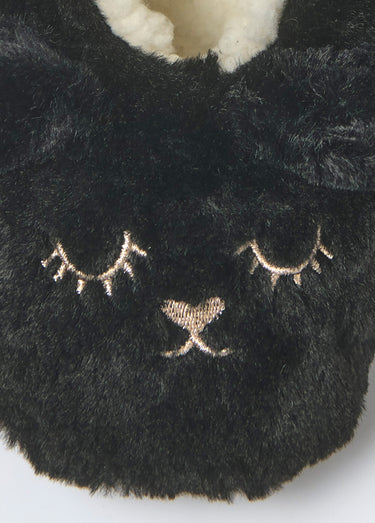 Chaussons fourrure chauds motif animal Noir