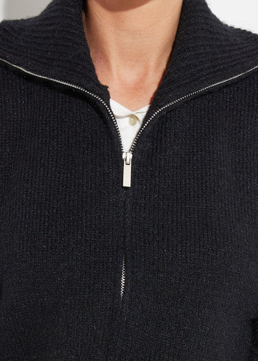 Pull zippé en maille avec col montant Noir