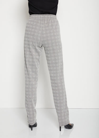 Pantalon droit maille unie ou jacquard Prince-de-Galles noir