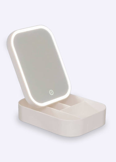 Boite 4 compartiments + miroir lumineux Blanc