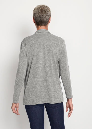 T-shirt tunique 2 en 1 strass manches longues Gris