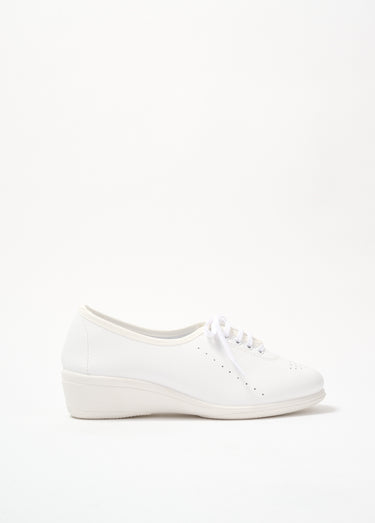 Derbies compensées grande largeur lacées cuir Blanc