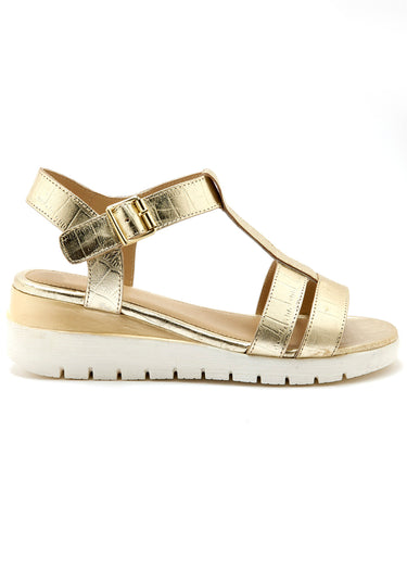 Sandales compensées cuir largeur confort Dore