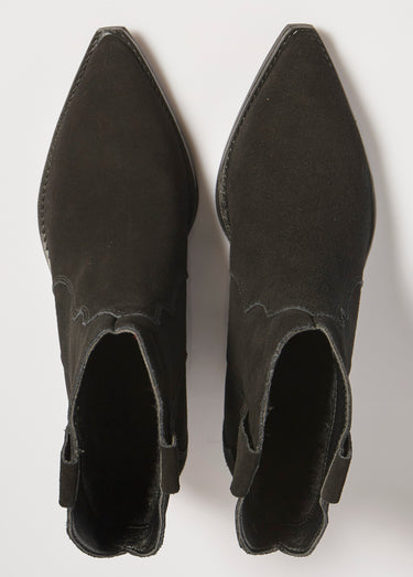 Boots western en suédine, style santiags Noir