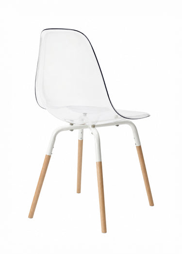 Set 4 Chaises coque transparente et bois Blanc/Marron