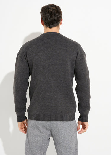 Pull épais en maille avec patch poitrine Gris