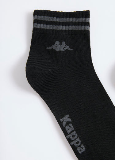 Mi-chaussettes sport avec bord rayures Noir