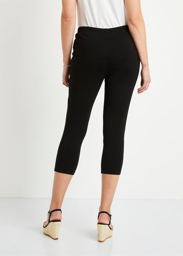 Legging court coton taille élastiquée Noir