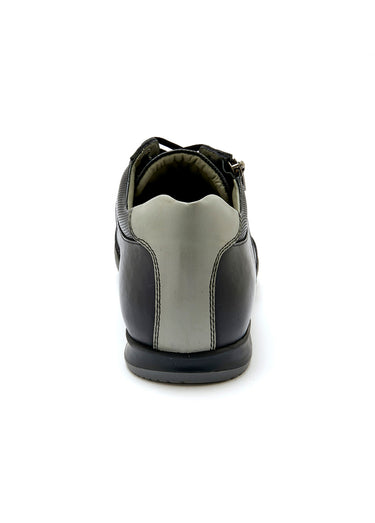 Baskets en cuir multimatières lacets et zip Noir