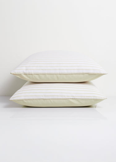 Parure housse de couette, fines rayures Ficelle