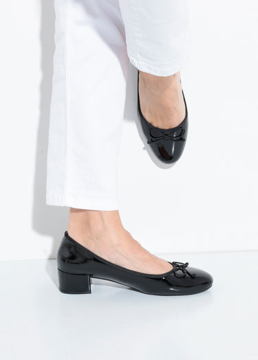 Escarpins ballerines à talon vernies chic Vernis Noir