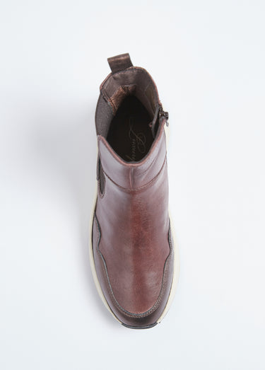 Boots cuir sportswear semelle épaisse Marron