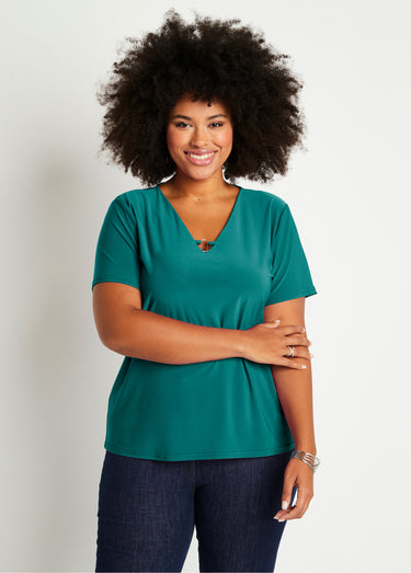 T-shirt manches courtes uni ou imprimé Uni Vert