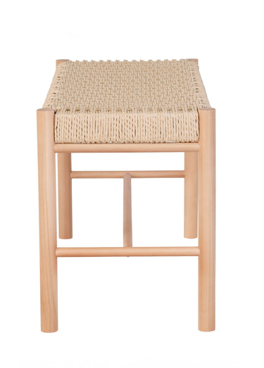 Banc en bois de peuplier, assise osier Naturel