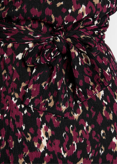 Robe courte cache-coeur en maille Imprime Prune