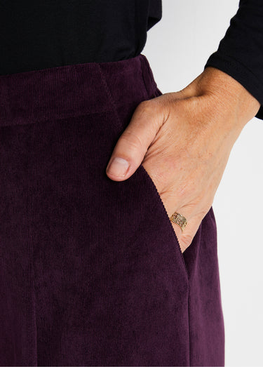 Jupe-culotte longue velours milleraies Prune