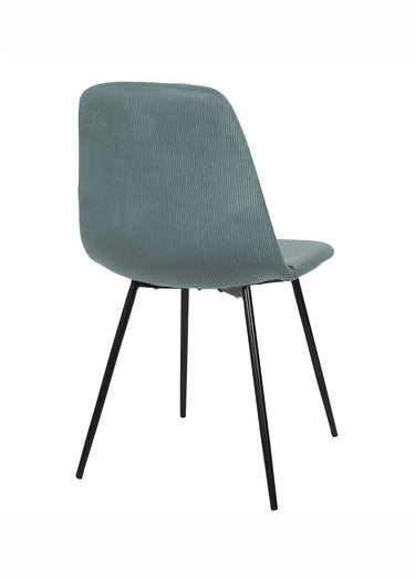Set 4 Chaises velours cotelé, pieds métal Bleu Canard