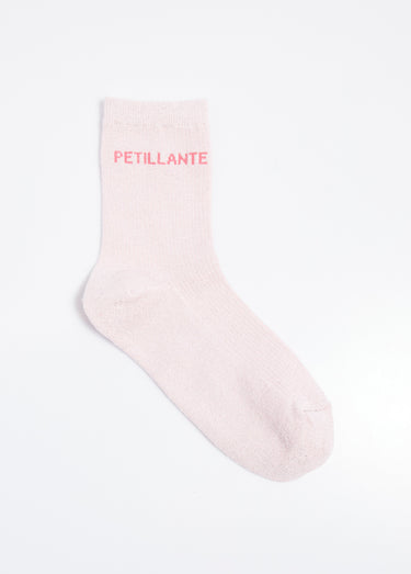 Chaussettes fil métallisé message PÉTILLANTE Rose