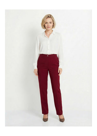 Pantalon droit uni taille semi élastiquée Bordeaux