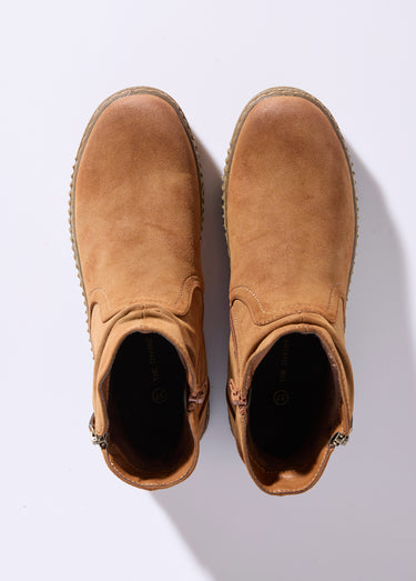 Boots suédées avec semelle compensée Camel