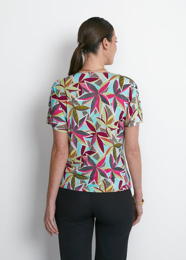 T-shirt court uni ou imprimé Vert/Fuchsia