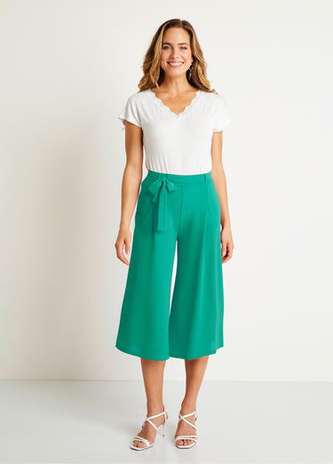Jupe-culotte longue taille semi-élastiquée Uni Vert