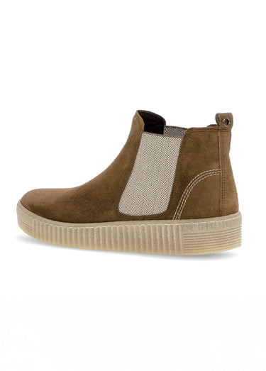 Boots Chelsea fantaisie en cuir daim Cognac