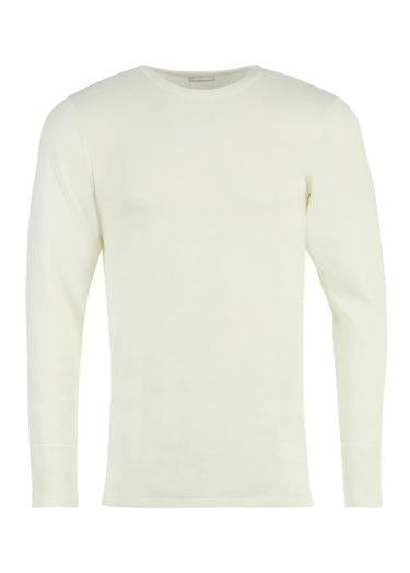T-shirt thermique chaud avec laine, col rond Blanc