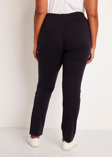 Legging coton stretch taille élastiquée Noir