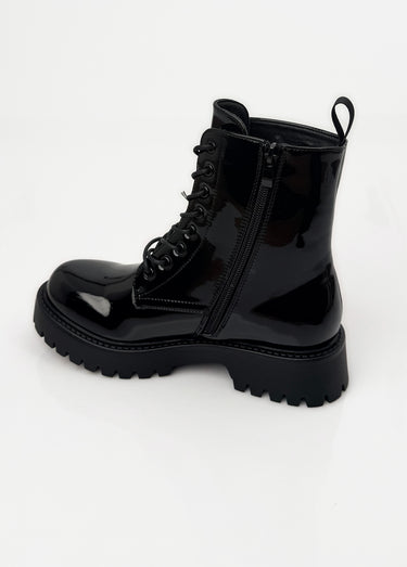 Bottines vernies style Combat boots Noir